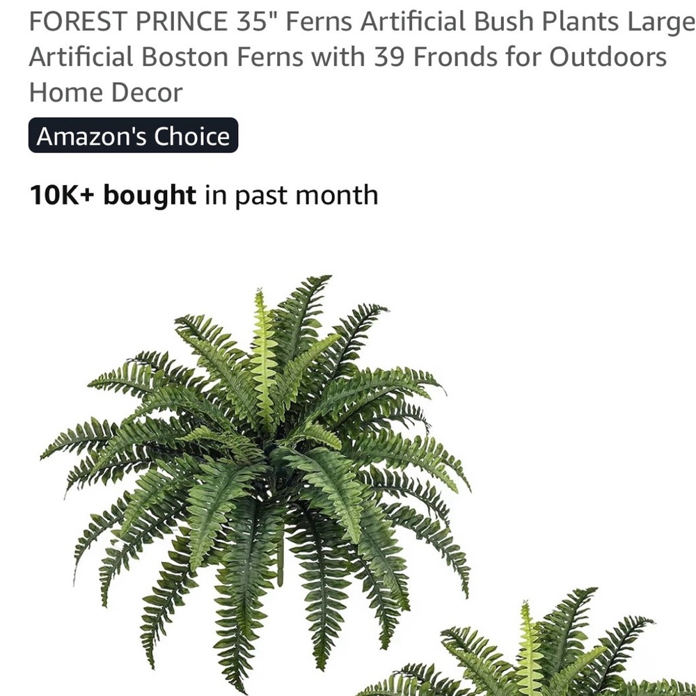35" Artificial Boston Fern - Lush Green Faux Plant